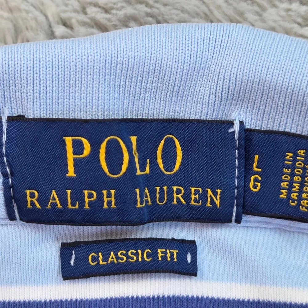 Polo Ralph Lauren Polo Mens LG Classic Fit Flesh Pony Short Sleeve Cotton Blue